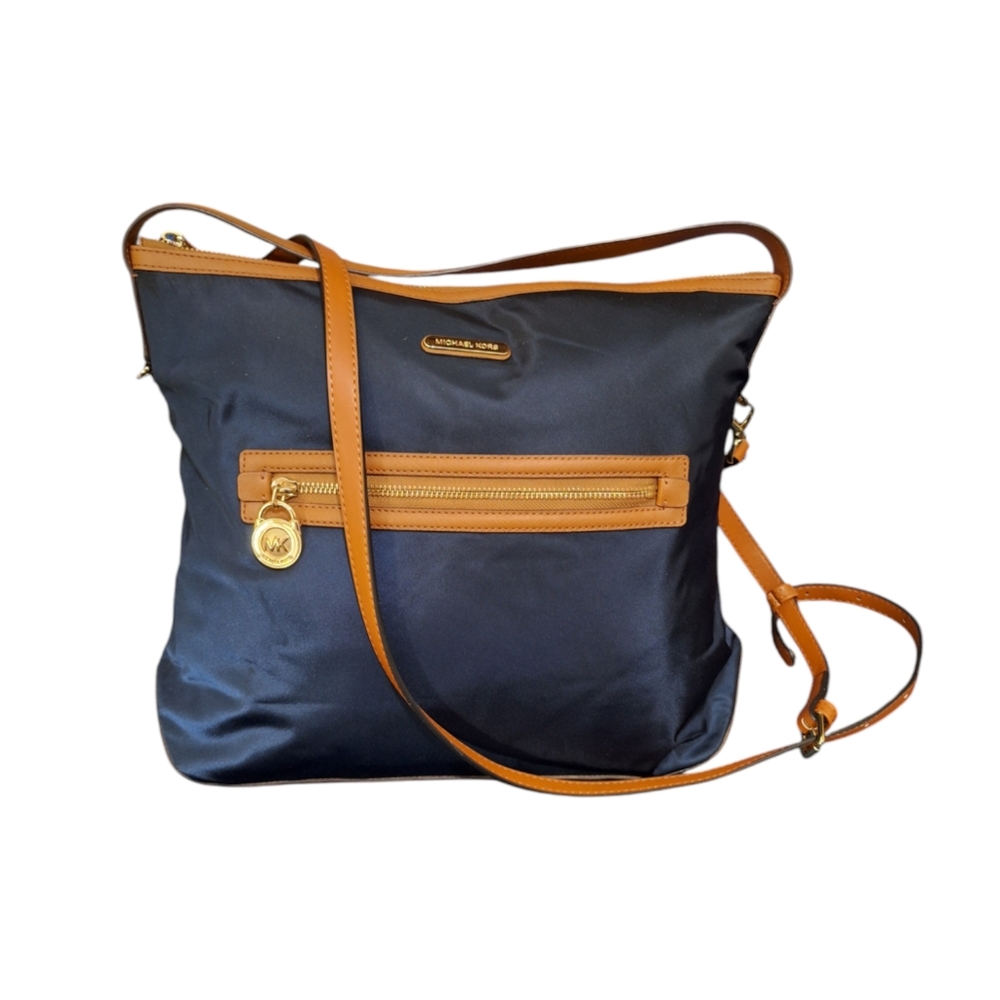 MICHAEL MICHAEL KORS KEMPTON NYLON & LEATHER SATCHEL TOTE SHOULDER CROSSBODY BAG